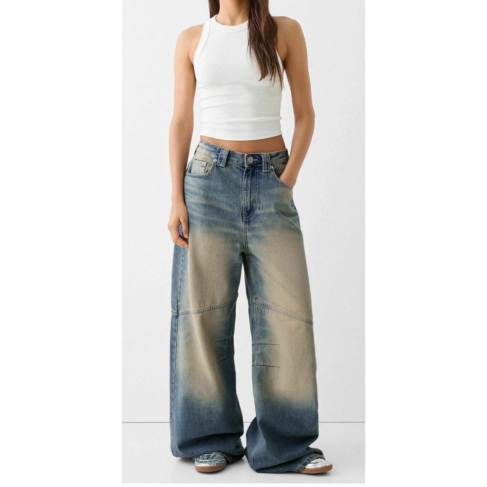 Bershka Jeans Flared Jeans - light-blue denim Size 8 (8-b64)